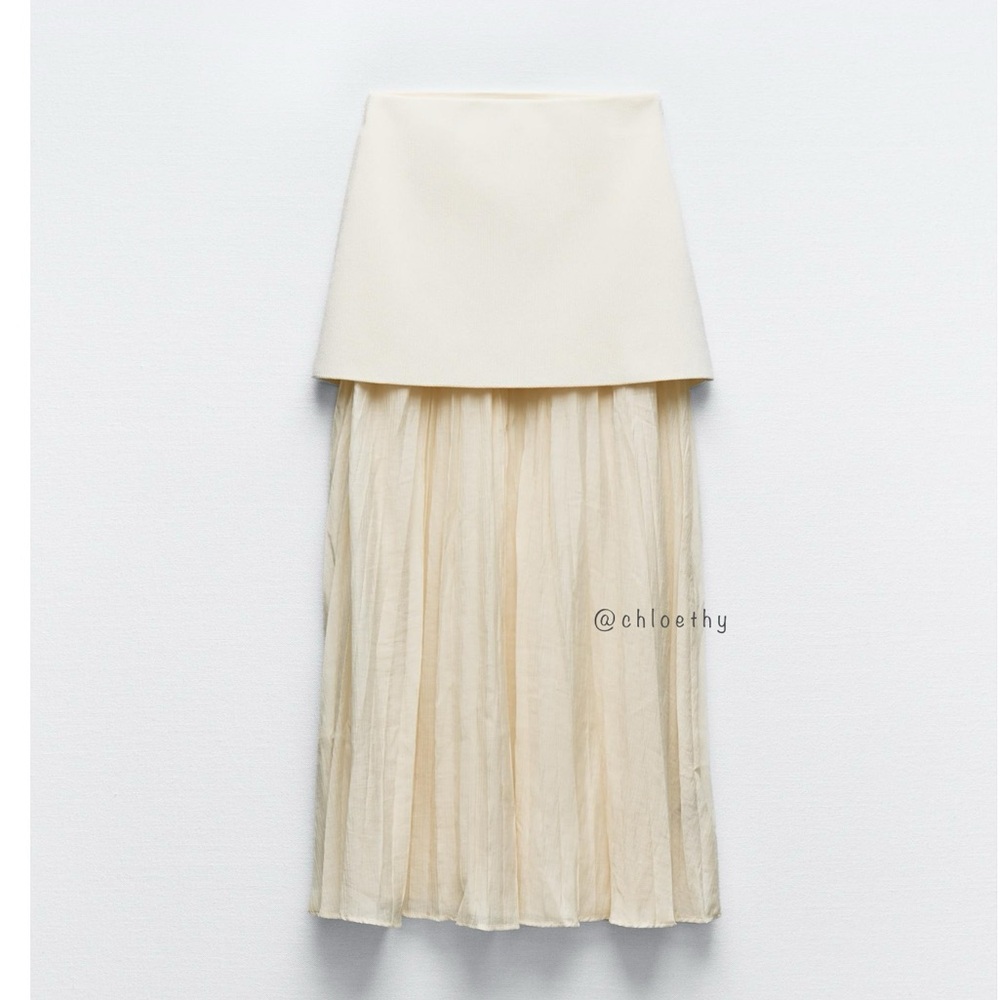 Zara MIXED PLEATED KNIT SKIRT - Picture 3 of 15